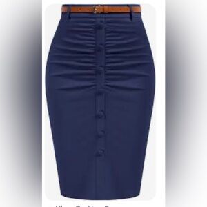 Elegant Belle Pogue Navy Pencil Skirt Flattering Fit